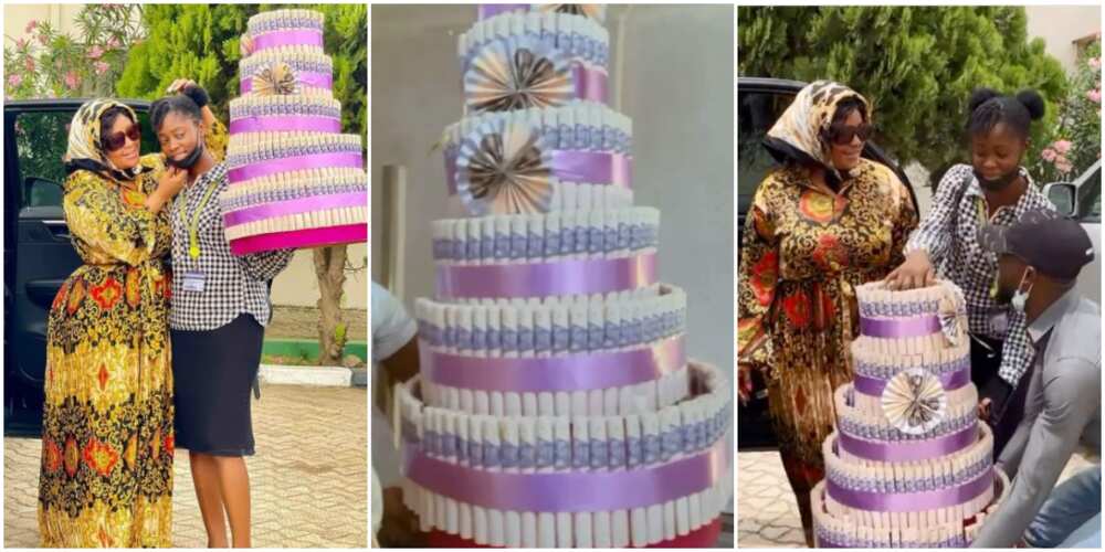 Actress Biodun Okeowo’s Daughter Overjoyed as She Receives Huge Money Cake on Birthday