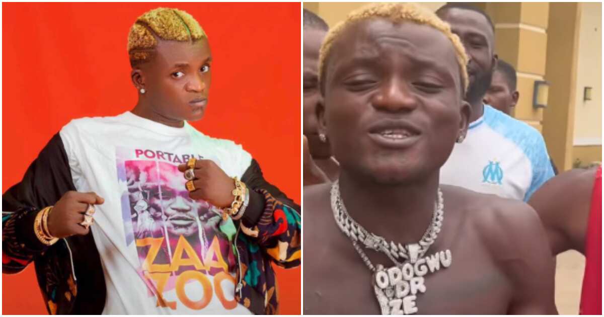 Stop patronising Musa from Yaba: Funny reactions as Portable loses letter H on his expensive diamond chain