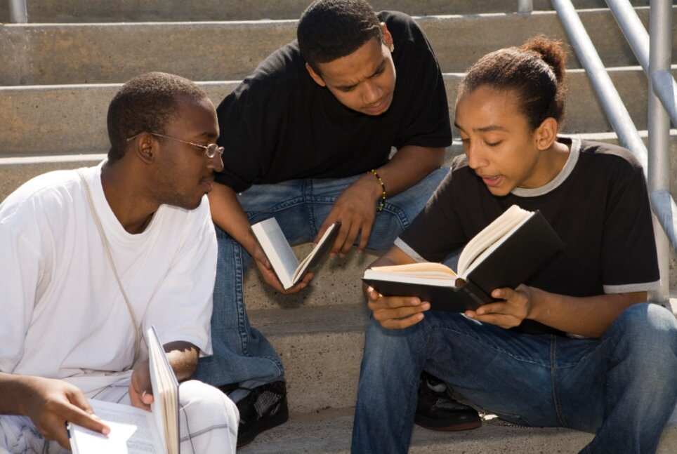 students with books