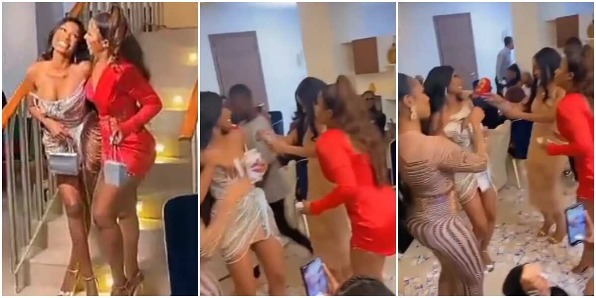 BBNaija's Mercy covers the floor with money as she rains bundles of cash at friend's birthday bash