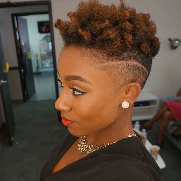 Natural hairstyle with shaved sides