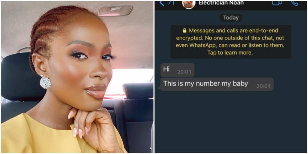 This is my number baby, Nollywood actress Jemima Osunde in stitches after hilarious message from electrician