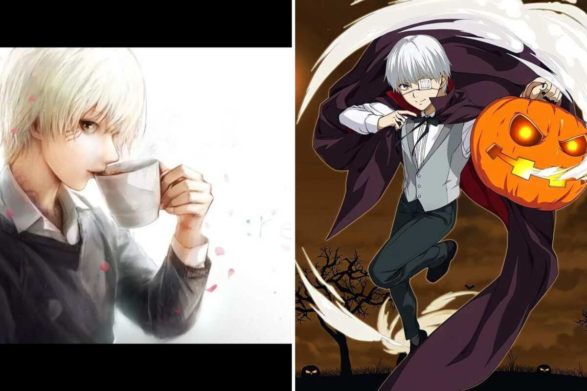 AI Art Generator Manga anime boy white hair red eyes