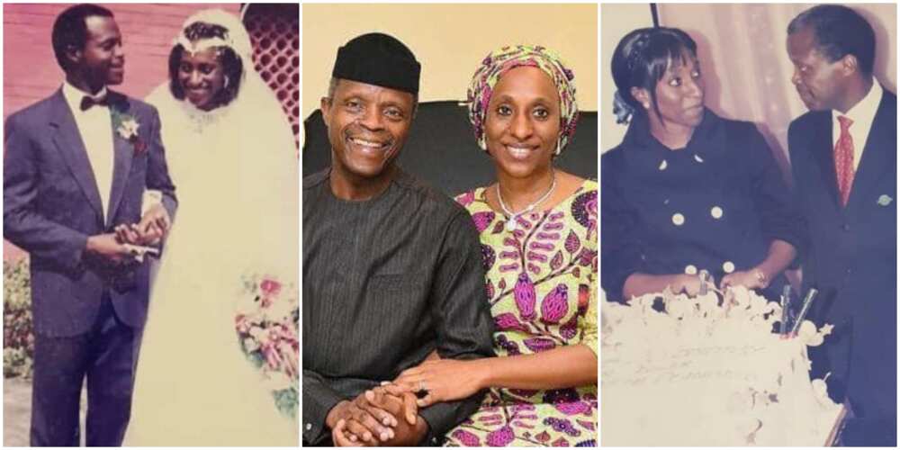 Nigerians react to emerging old wedding photos of VP Osinbajo and wife as they celebrate 32nd wedding anniversary