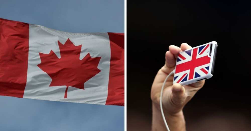 Canadian and UK flags