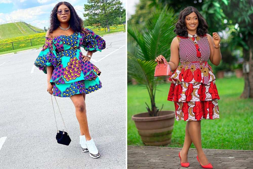 Latest and Simple Ankara with Short-Flared Styles.  Ankara short flare  gowns, Ankara gown styles, Ankara short flare gown styles