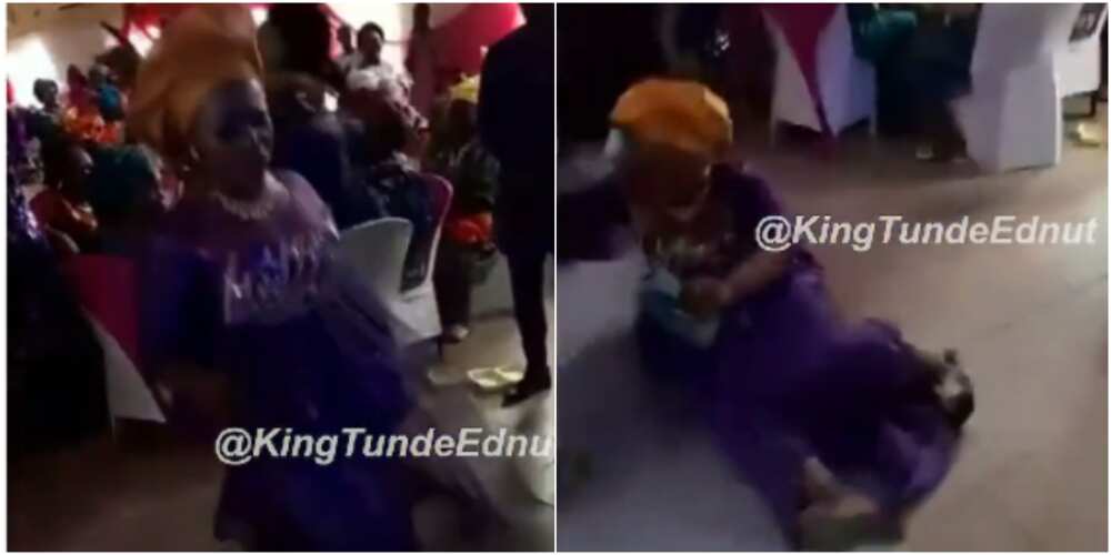 Woman lands on the floor as she attempts legwork dance Woman lands on the floor as she attempts legwork dance