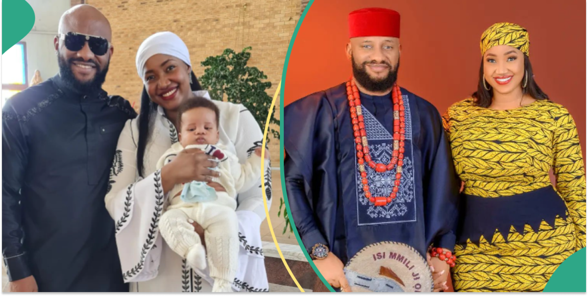 See the moment Yul Edochie and Judy Austin took their newborn son to church for baptism (pictures)