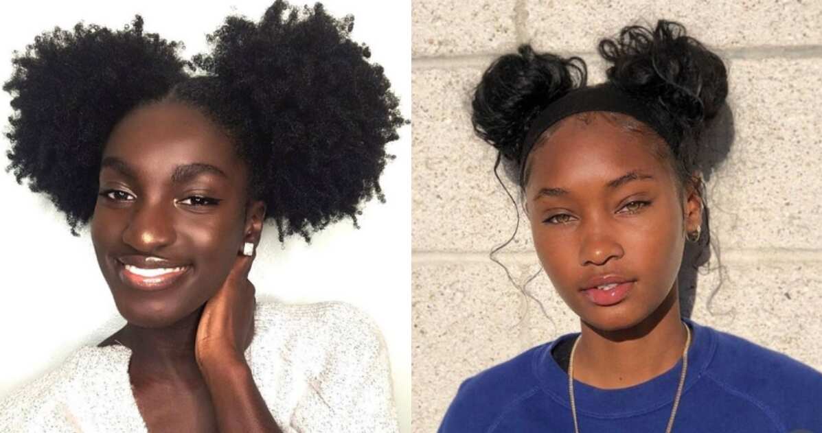 space buns  edges jesscreationss    hairgoals  hairdressermagi  Natural hair updo Protective hairstyles for natural  hair Natural hair styles easy