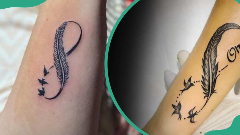 Infinity feather tattoos