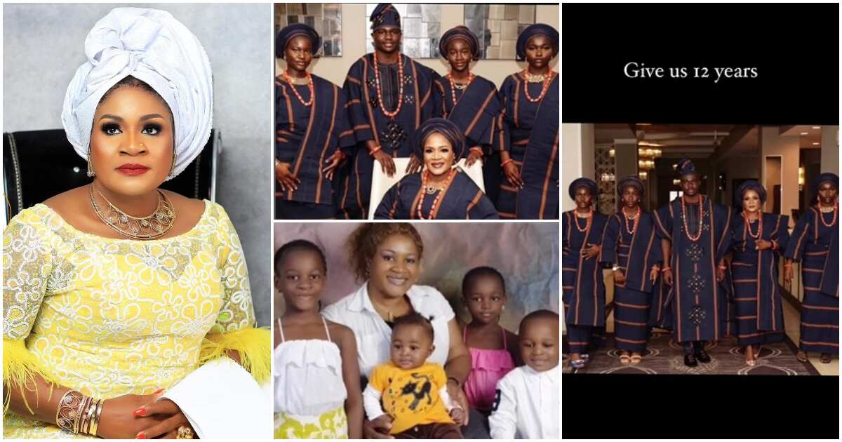 Video: How Mercy Aigbe's senior wife Funsho Adeoti & children stunned many with 12 years challenge