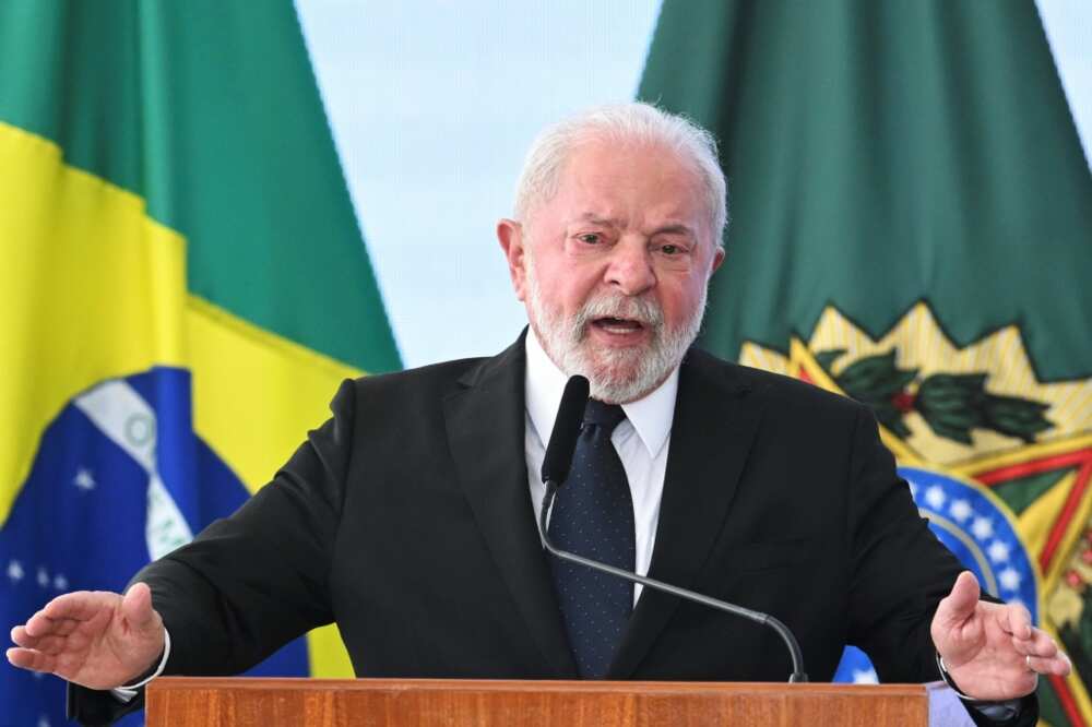 Brazilian President Luiz Inacio Lula da Silva delivers a speech during the launching ceremony of the National Public Security Program (PRONASCI) at the Planalto Palace in Brasilia on March 15, 2023. Brazilian President Luiz Inacio Lula da Silva delivers a speech during the launching ceremony of the National Public Security Program (PRONASCI) at the Planalto Palace in Brasilia on March 15, 2023.