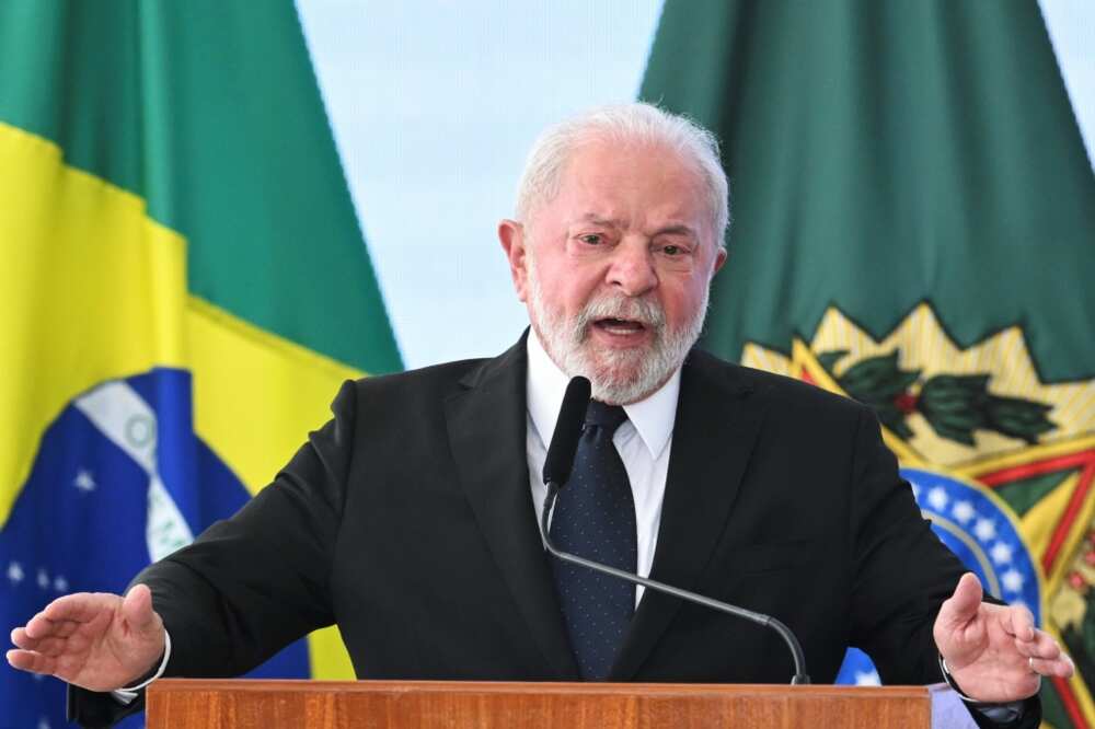 Brazilian President Luiz Inacio Lula da Silva delivers a speech during the launching ceremony of the National Public Security Program (PRONASCI) at the Planalto Palace in Brasilia on March 15, 2023.