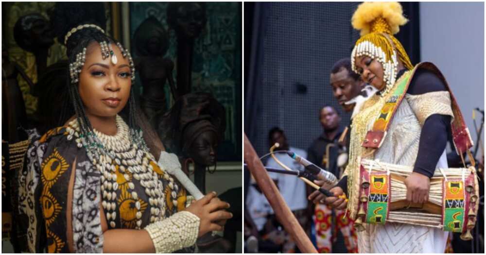 Photos of Aralola Olumuyiwa aka Ara, Nigeria's first female talking drum expert