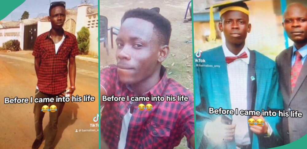 Lady shows her boyfriend's transformation after she came into his life