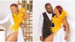 Laura Ikeji rocks vibrant dress as she celebrates 5th wedding anniversary with hubby