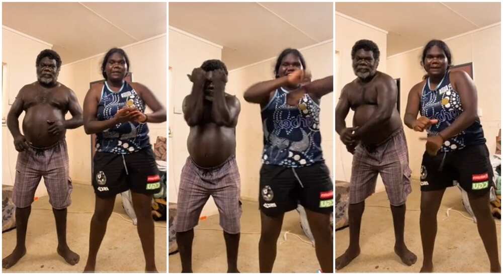Dad and daughter show off dancing skills.