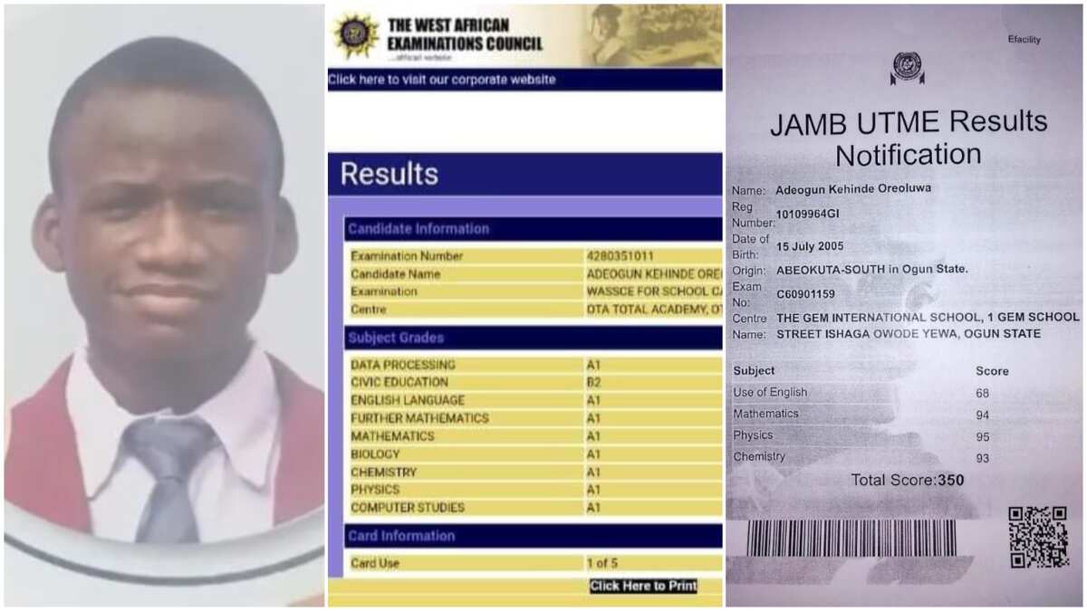 Nigerian kid scores 8 A1's in WAEC, gets 350 in JAMB, applies to Covenant University, many react