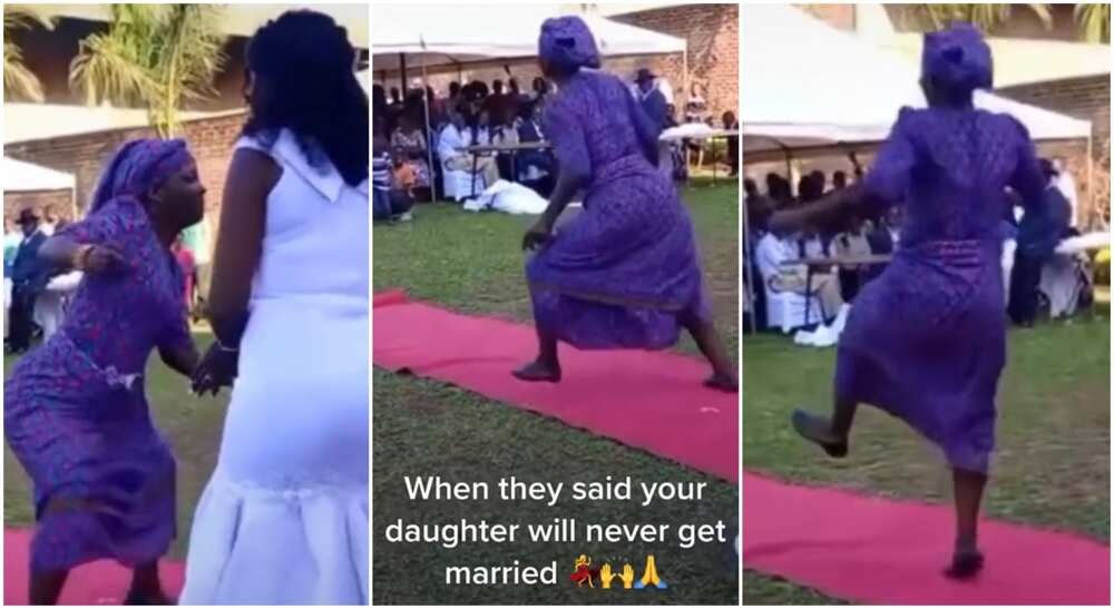 Photos of a mother dancing at her daughter's wedding.