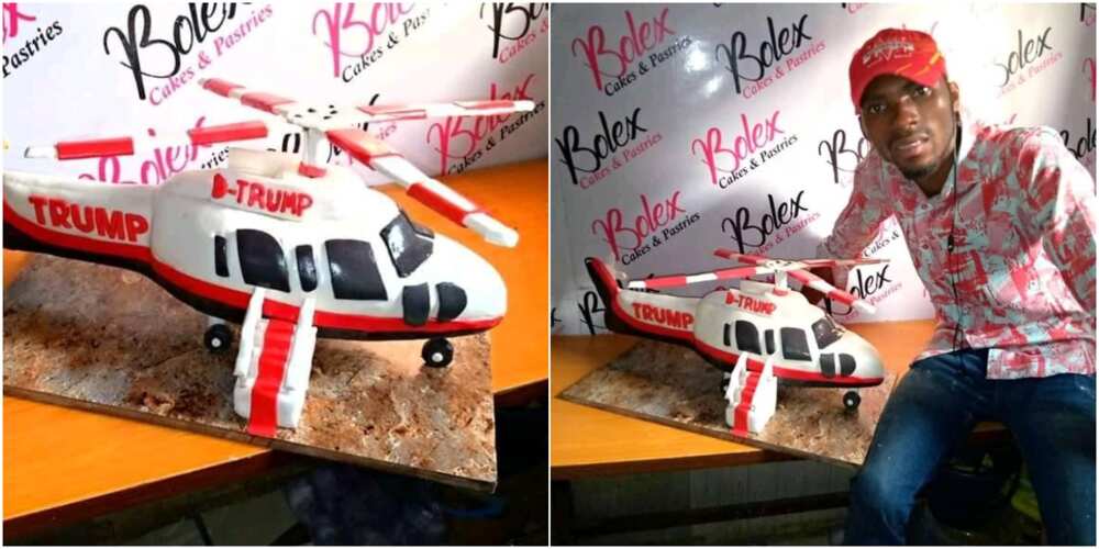 After being kicked out of White House, Donald Trump honoured by Nigerian man who baked helicopter cake for him