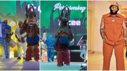 KCee thrills crowd at Tinubu’s inauguration party with Igbo masquerade & traditional Oghene group, clip trends