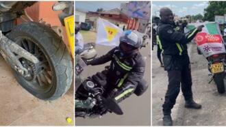 48 hours to his expected arrival in Nigeria, London to Lagos biker encounters flat tyre in Togo, shares video