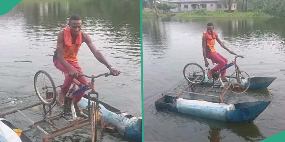 Bayelsa man builds bicycle that rides on water
