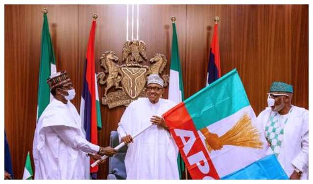 Governor Buni, President Buhari and Akeredolu in Abuja