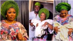 “God did”: Actress Seyi Edun sheds tears of joy as she and Adeniyi Johnson finally unveil twins in new video