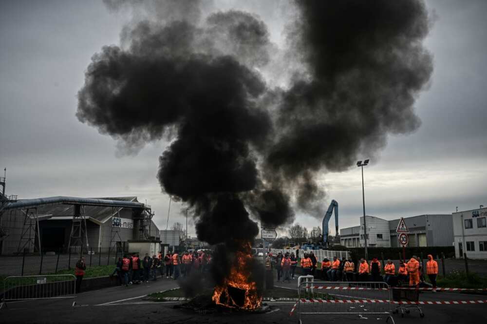 Blockades at oil refineries and some docks, such as this one at Marseille, continue