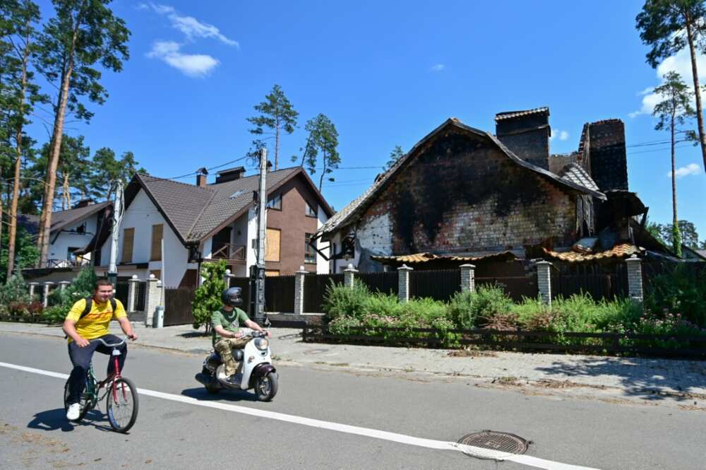One of the many destroyed homes in Irpin, a northern suburb of Kyiv