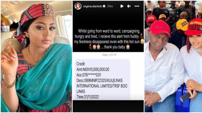 Regina Daniels’ husband rewards her with N10 million as she supports his political ambition, she posts receipt