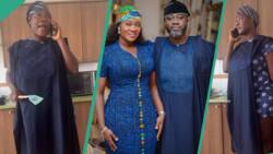 Mercy Johnson stirs reaction as she wears her husband's lush agbada to cook, video goes viral