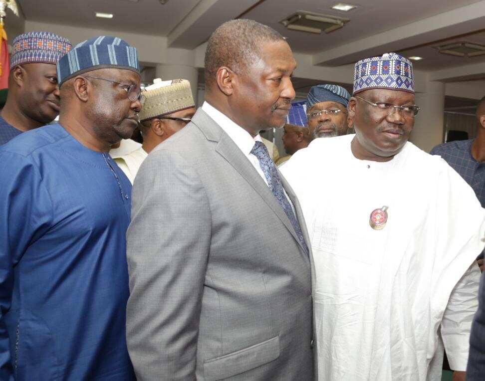 AGF Malami, Senate president Lawan, Gbajabiamila meet at National Assembly