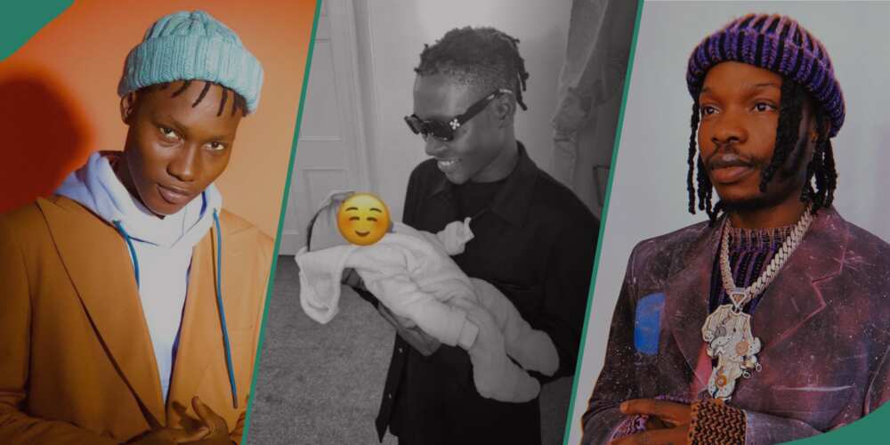 Naira Marley shares picture of Zinoleesky with his baby.