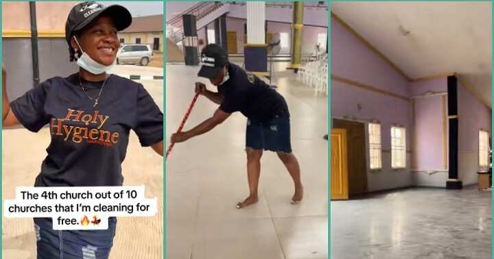 Check out the Nigerian lady who has been cleaning churches for free