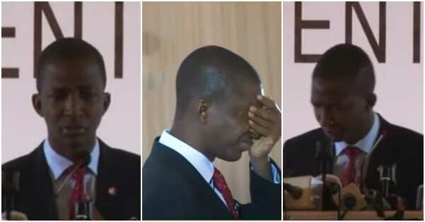 Watch how EFCC Chairman slumped while speaking at an event in Aso Rock