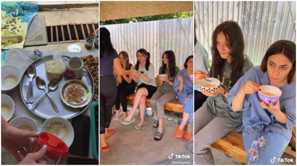 Garri and groundnuts as common Nigerian food/foreigners trying out Nigerian meal.