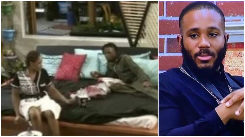 A collage of the bed scene and a picture of Kiddwaya. Instagram/bigbrother_lockdowngist/Kiddwaya A collage of the bed scene and a picture of Kiddwaya. Instagram/bigbrother_lockdowngist/Kiddwaya