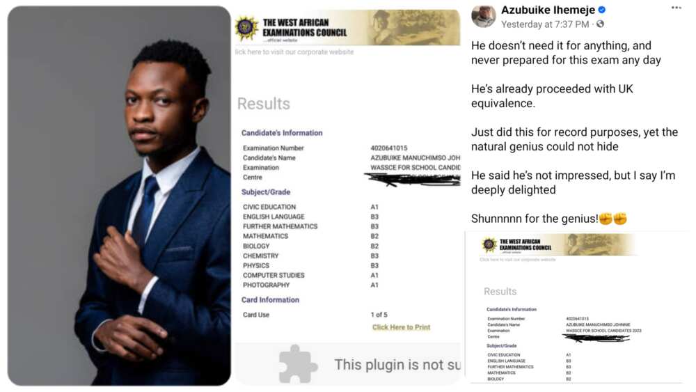 Photo of young Nigerian's WAEC result Photo of young Nigerian's WAEC result