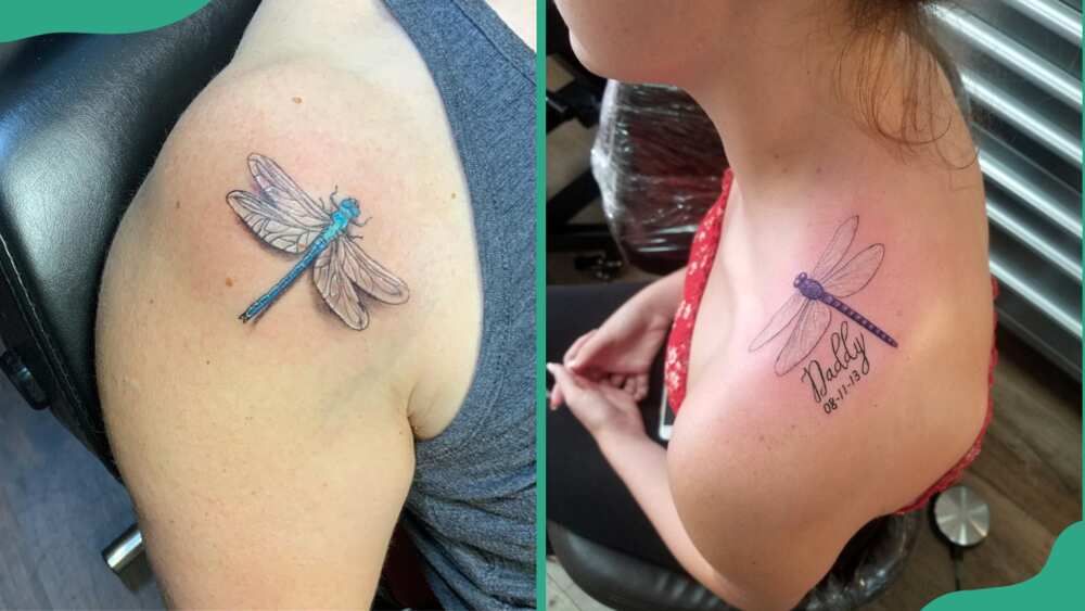 Dragonfly shoulder tattoo