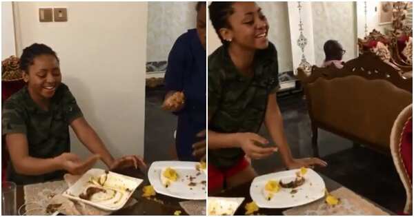 Regina Daniels and her friends playfully fight for last ball of eba in new video