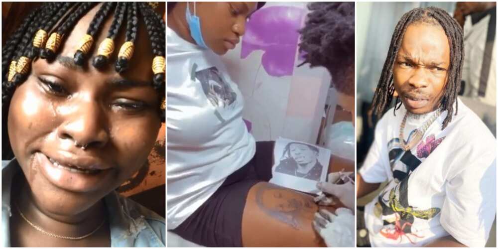 Lady who got tattoo of Naira Marley sheds tears as he follows her back on Instagram