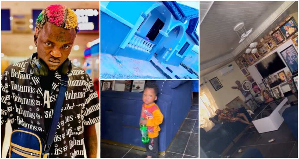 Nigerian singer Portable with his wife and kids in his house