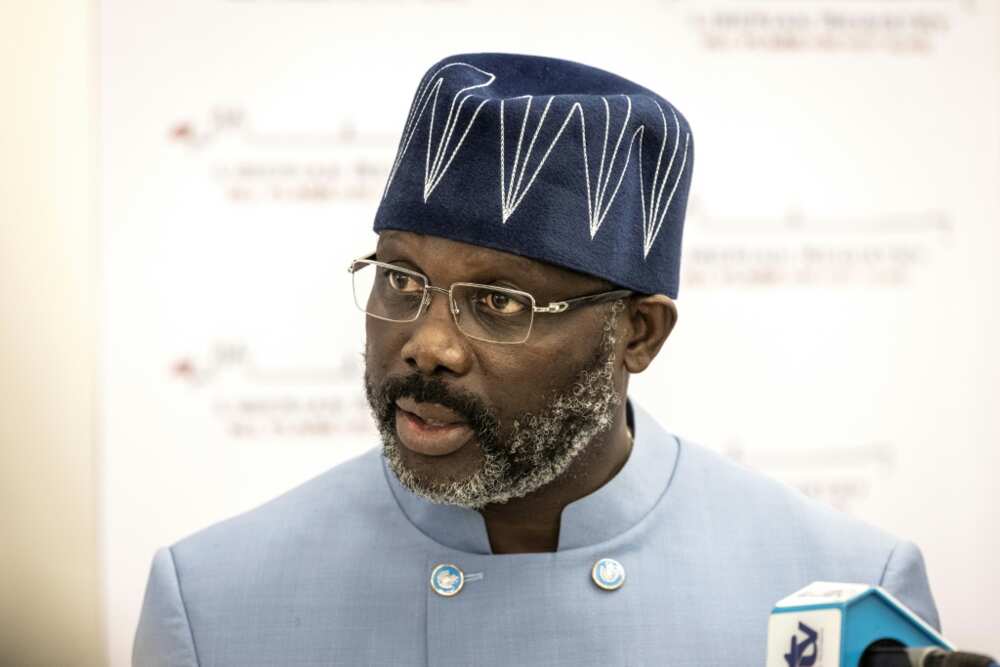 Liberian President George Weah, whose chief of staff and several other senior officials have been snactioned by the US for corruption