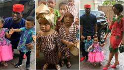 Adorable photos of singer Paul Okoye’s twins dressed in Yoruba traditional attires for school Cultural Day