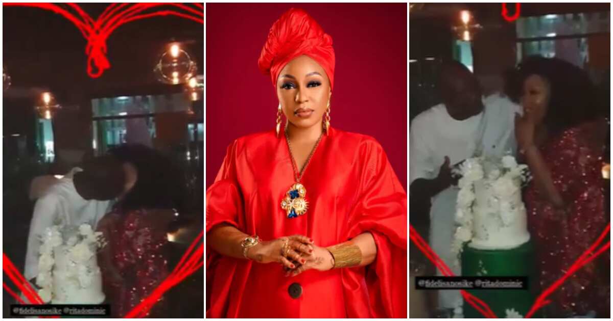 Rita Dominic and her hubby get fans gushing with their lovely kiss during actress' birthday party