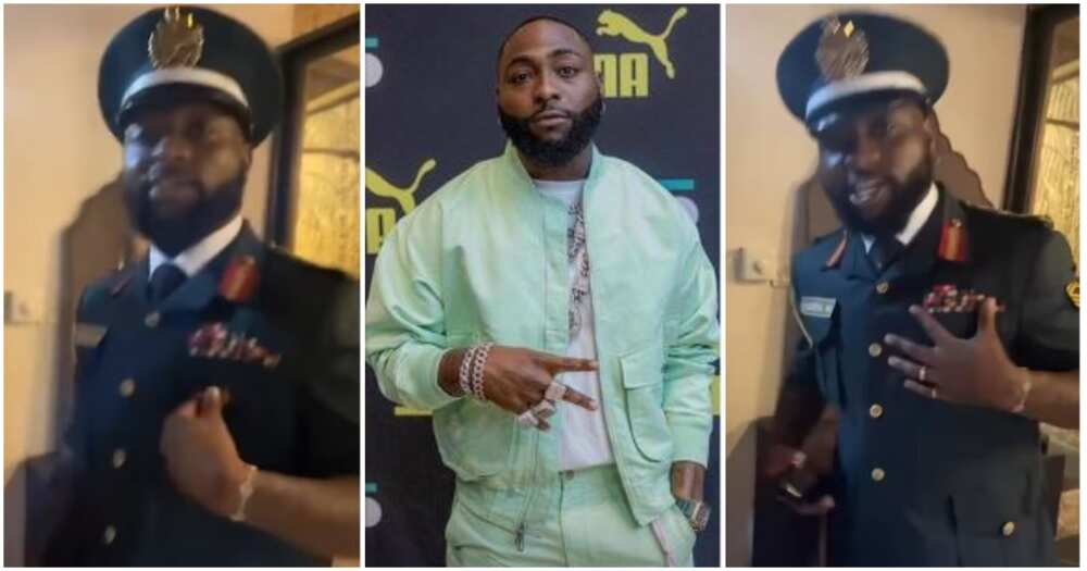 Photos of Davido in military outfit