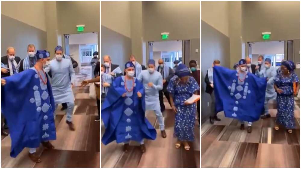 White man and his groomsmen dance to Yoruba song as man gets to 'marry' Nigerian, video goes viral