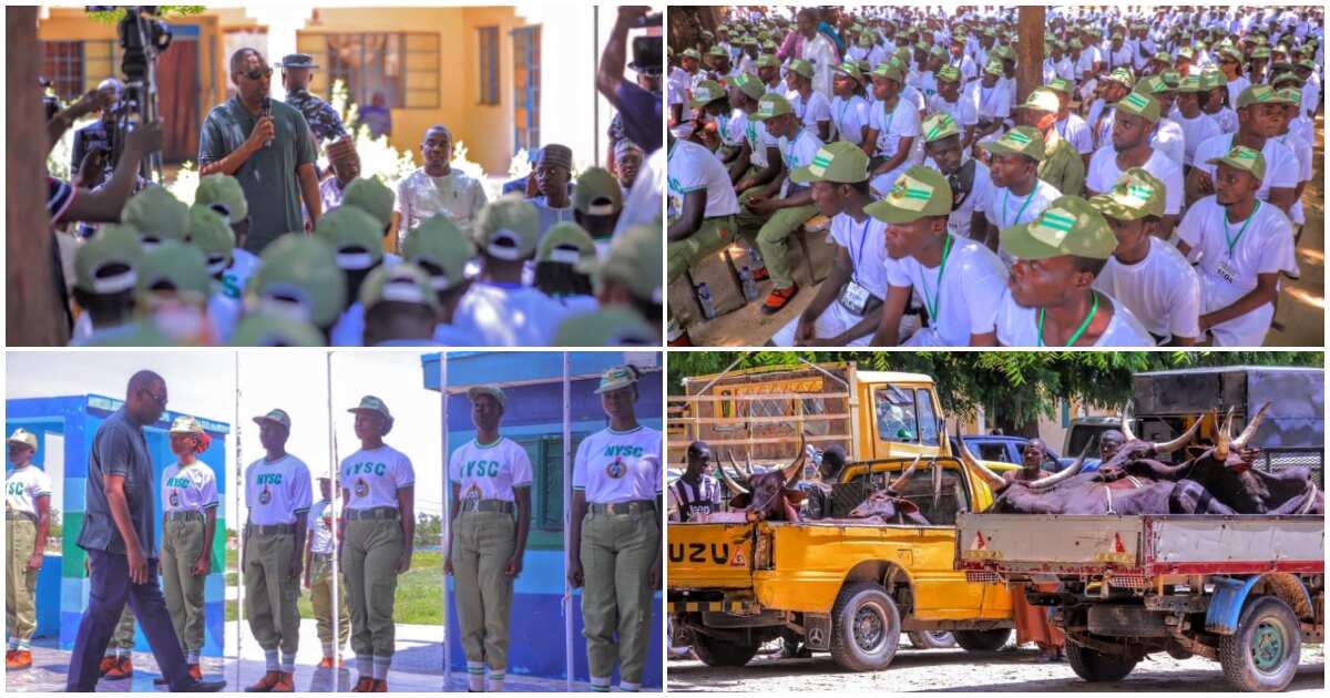Nigerian governor donates N36.4 million to corps members, shares 100 bags of rice, cows